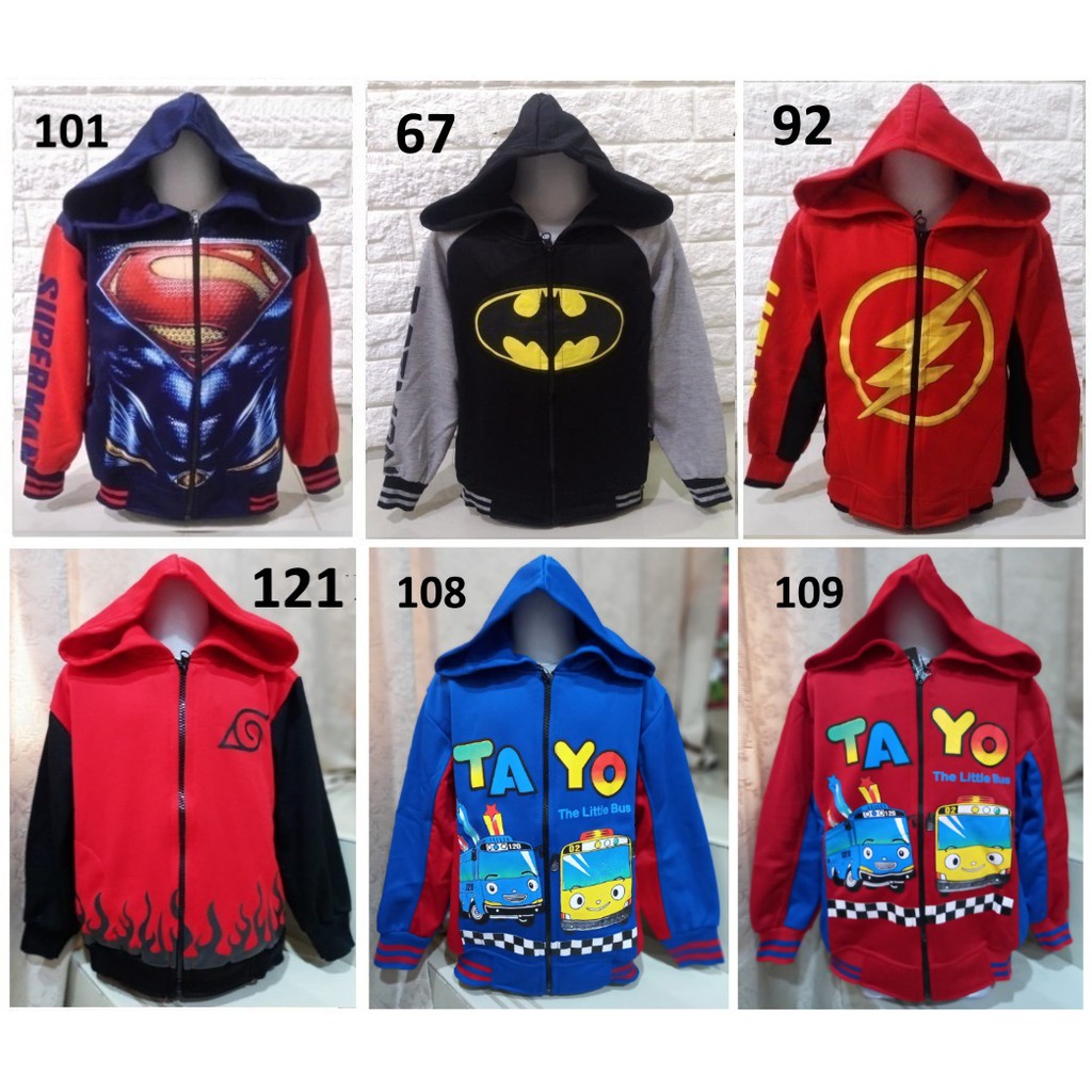 JAKET ANAK LAKI COWOK KARAKTER SUPERHERO - UKURAN M, L, XL, XXL