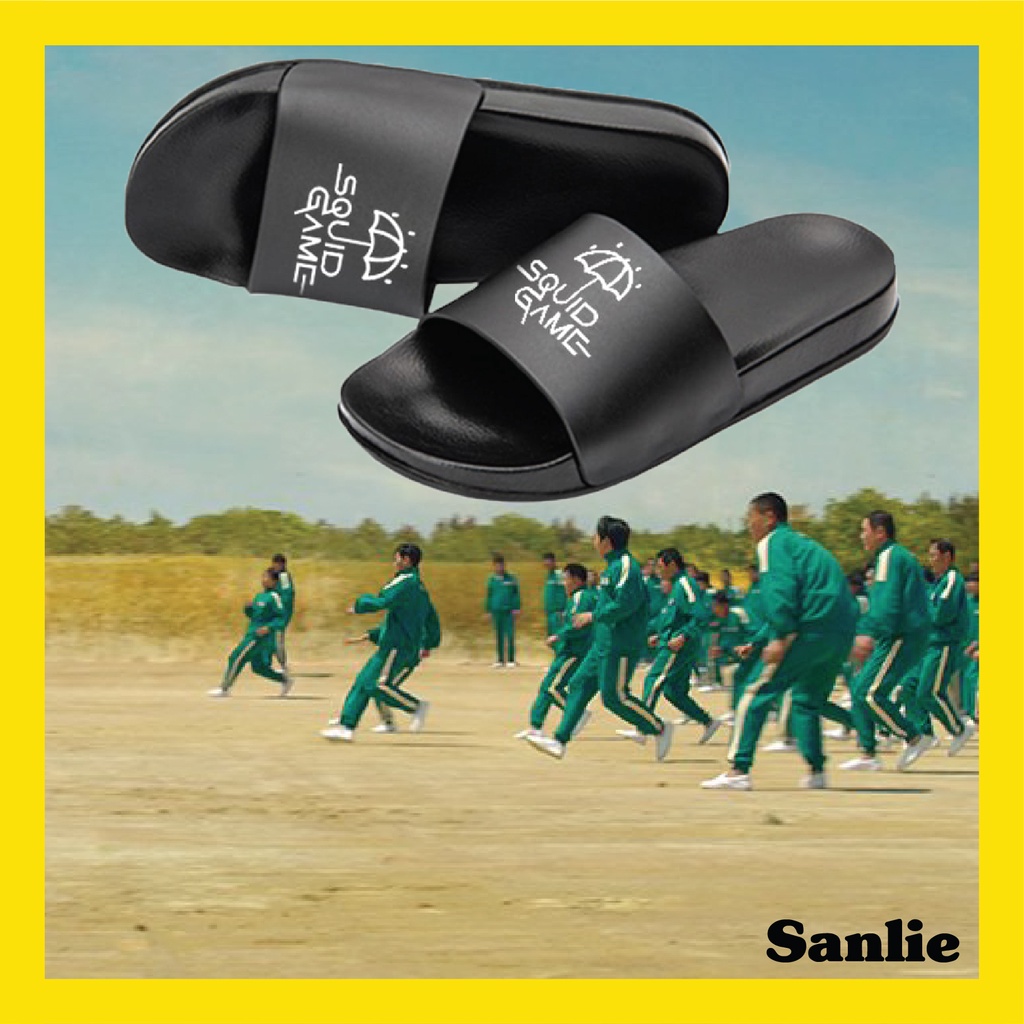 SANLIE SANDAL SLOP SQUID GAME / SANDAL SLIDE SLOP / SANDAL SLIP ON SQUID GAME EMPUK PRIA WANITA 555-1