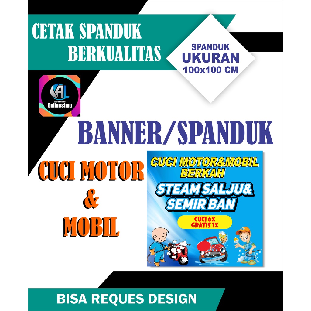Spanduk, Banner Cuci Motor & Mobil Ukuran Sedang