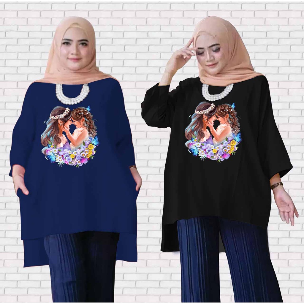 TUNIK KAOS WANITA DEWASA/LD 130/JUMBO