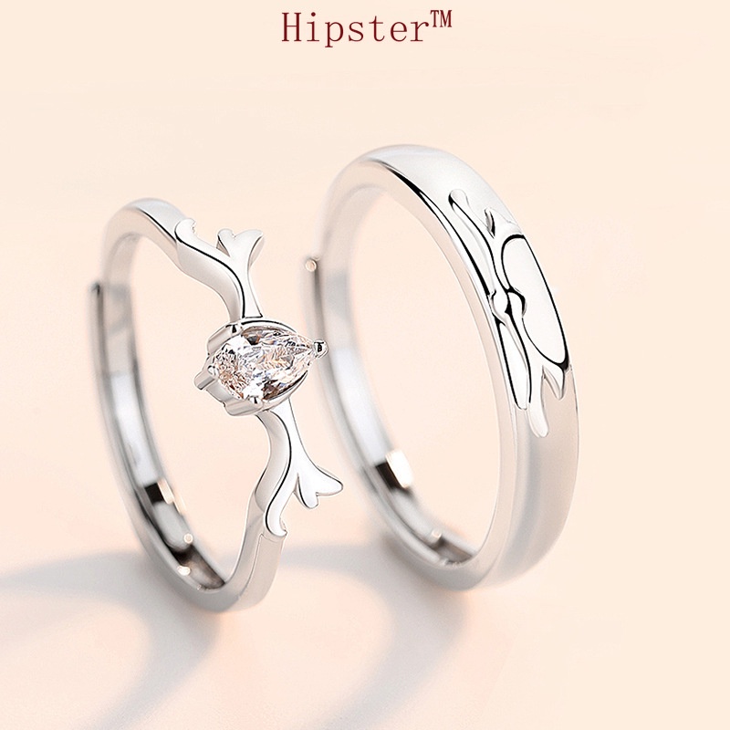 European and American Personalized Niche Temperament Couple Adjustable Silver Ring