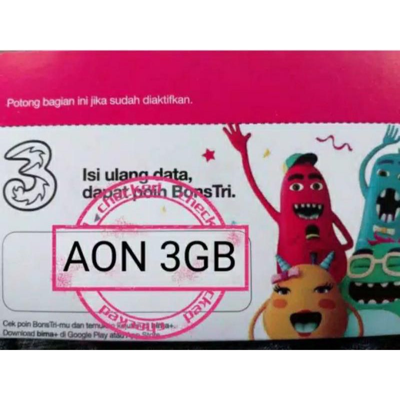 VOUCHER DATA TRI AON 3GB (BANJARMASIN - PALANGKARAYA) [ CEK HARGA GROSIR ]