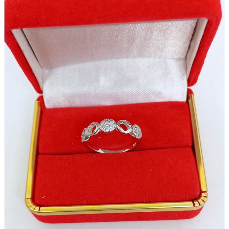 CINCIN PERAK ASLI 925 LAPIS EMAS/CINCIN BUNGA BULAT MATA PUTIH/CINCIN ASLI SILVER/CINCIN FASHION