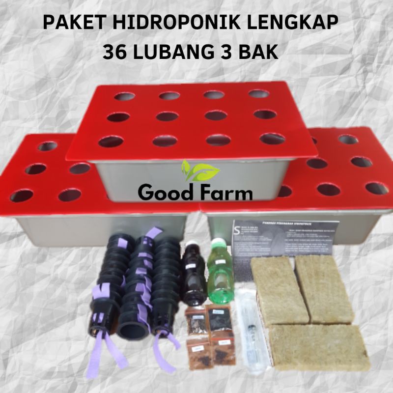 PAKET HIDROPONIK 36 LUBANG 3 BAK | SET HIDROPONIK | HIDROPONIK PEMULA | KIT HIDROPONIK | HIDROPONIK
