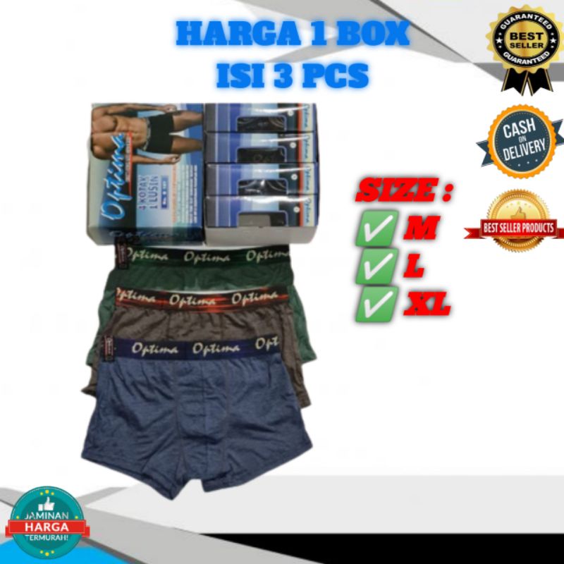 [Isi 3pcs] CELANA DALAM BOXER PRIA DEWASA CD OPTIMA