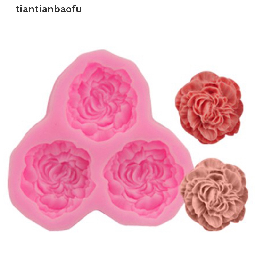 [tiantianbaofu] Peony Flower Silicone Mold Wedding Cupcake Topper Fondant Cake Decorating Tool Boutique