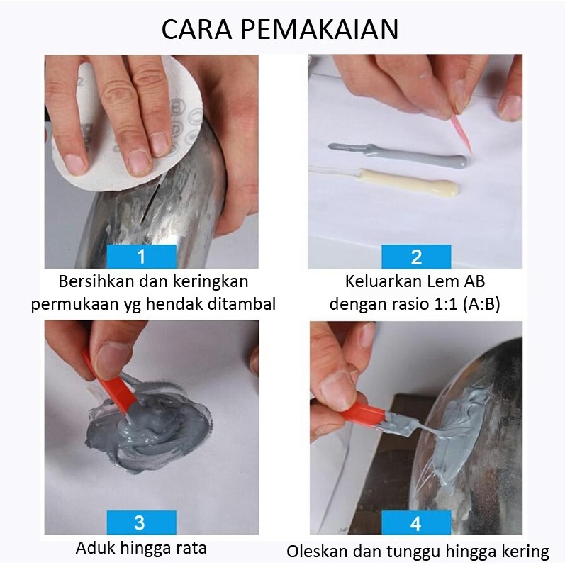 Lem AB Epoxy Kuat Metal Casting Glue Penambal Besi Radiator Anti Bocor Lem AB Epoksi