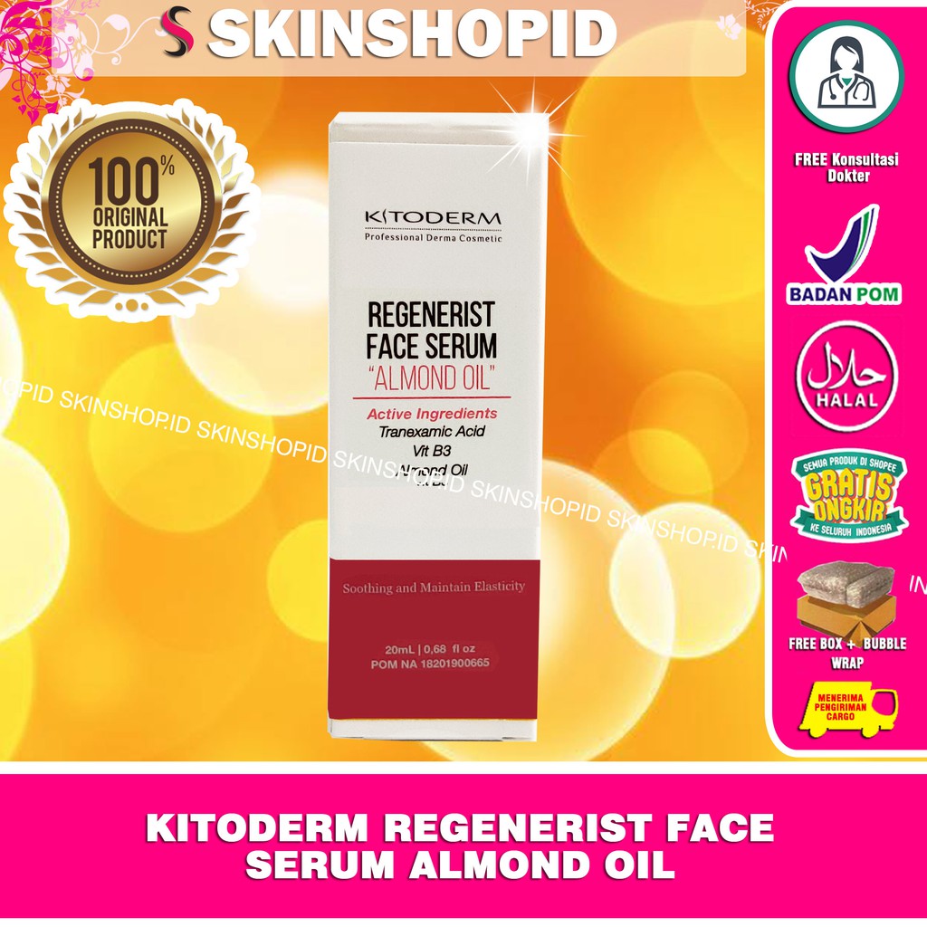 Kitoderm Regenerist Face Serum Almond Oil 20ml Original / Serum Pemutih Bpom Aman