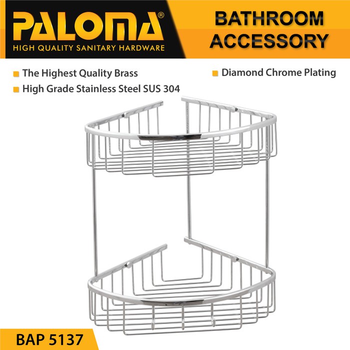 PALOMA BAP 5137 Rak Sudut Tempat Sabun Susun Dinding Toilet Mandi