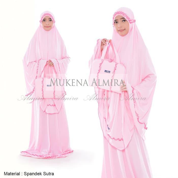 Mukena / Telekung / Sajadah Almira Spandek Sutra - Merah Muda