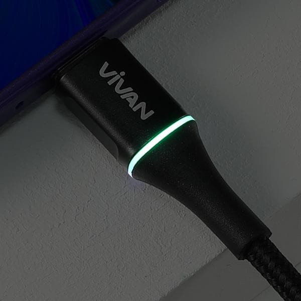 (NEW) Vivan VDM100 Micro USB Data Cable 2.4A LED Light Quick Charge (BY 88ACC)