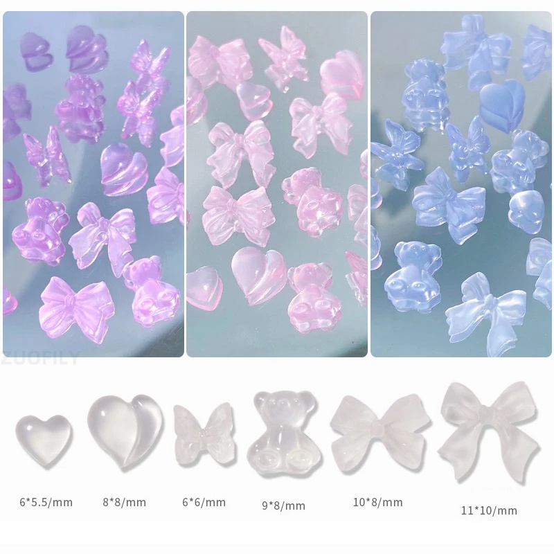 Stiker Kuku 3D Motif Bunga Aksen Berlian Imitasi 7 Warna Untuk Dekorasi Nail Art / Manicure DIY