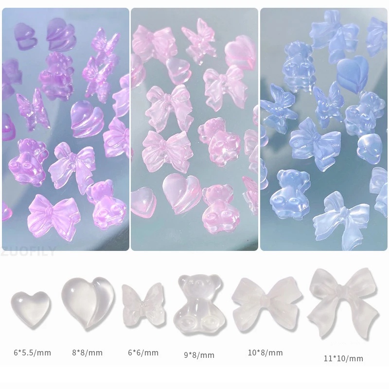 Stiker Kuku 3D Motif Bunga Aksen Berlian Imitasi 7 Warna Untuk Dekorasi Nail Art / Manicure DIY