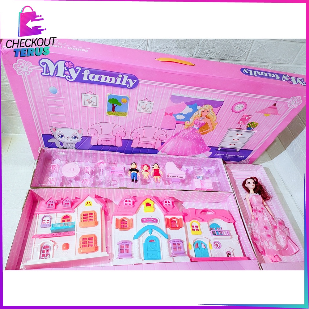 CT M122 Mainan Rumah Rumahan Anak Perempuan Boneka Lengkap dengan Perabot Rumah Mainan Anak Pretendplay BONEKA Ukuran JUMBO