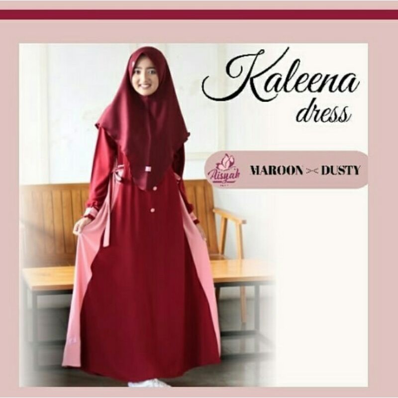Gamis Kaleena/Aisyah Hijab/Set Gamis dan kerudung/bahan Jasmin original/Pusat konveksi dan bordir