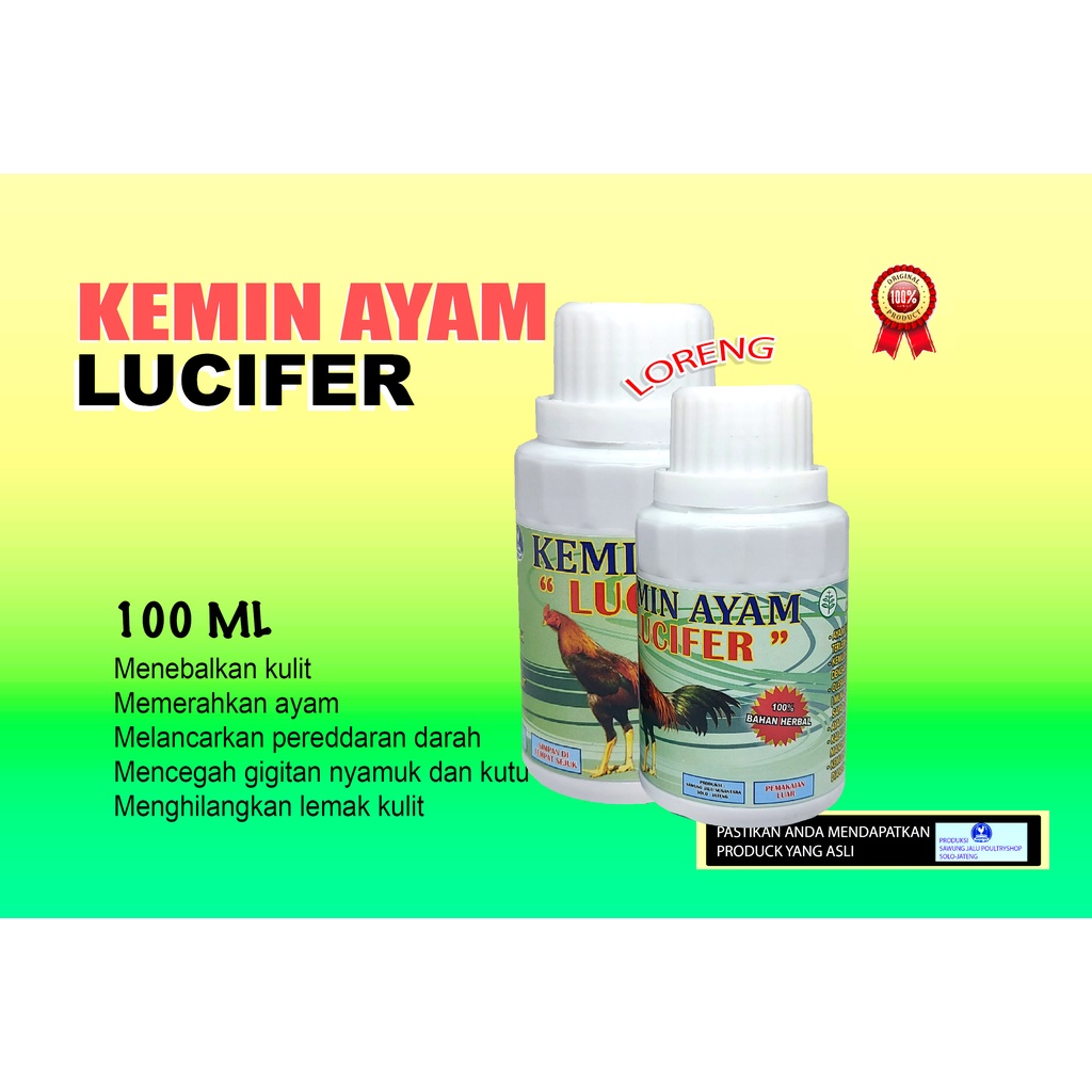 KEMIN LUCIFER-MENEBALKAN KULIT AYAM-OBAT AYAM LUKA-AYAM ADUAN-DOPING AYAM-100 ML