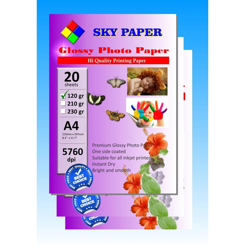 Best Seller Photo Paper Photopaper Kertas Foto Glossy Tipis 120Gr Sky Label Cd