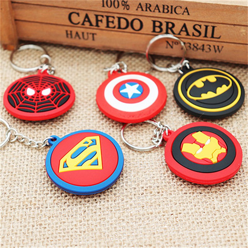 Gantungan Kunci Desain Kartun Superhero Marvel Avengers Batman Iron Man Spiderman 3d Bahan Pvc Untuk Anak