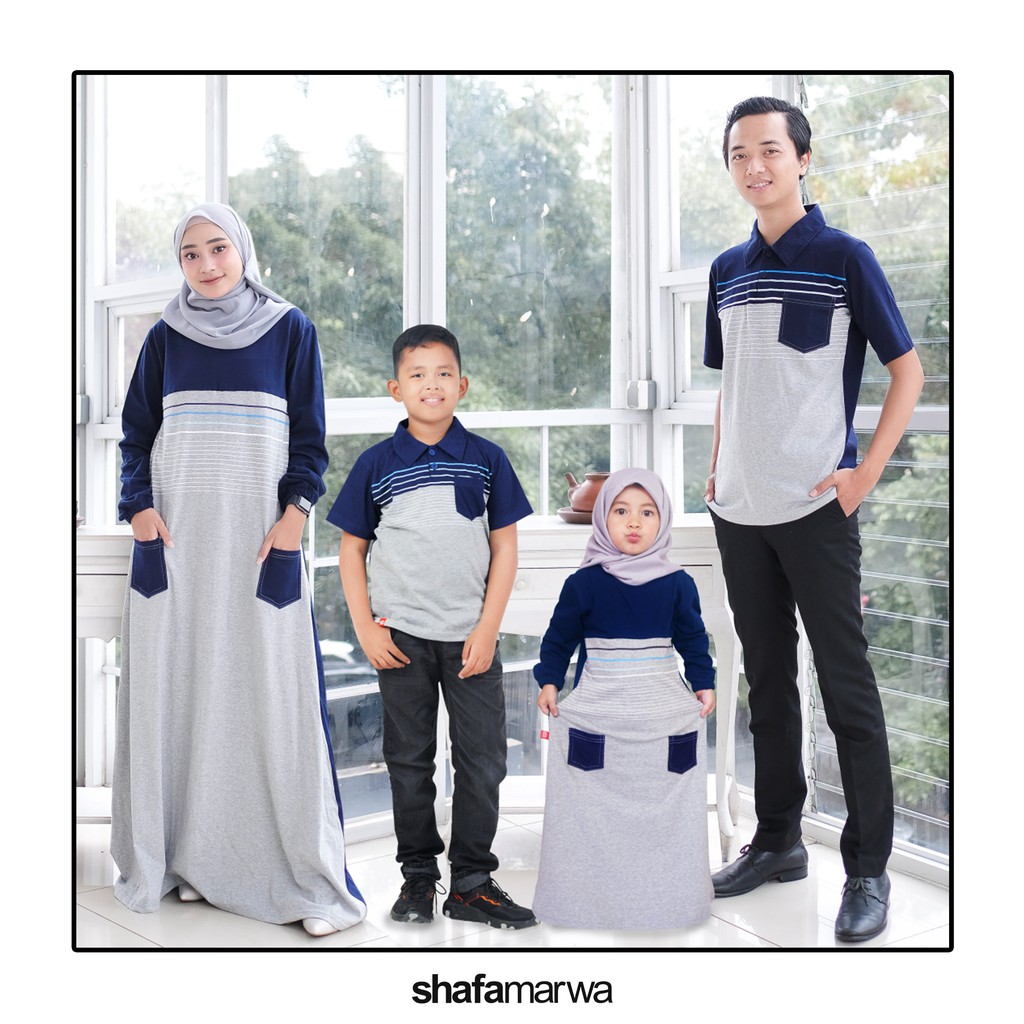 Baju Couple Keluarga Gamis Kaos Kapelan Seragam Bahan Kaos Katun Combade 24s Sarimbit Ayah Ibu Gamis