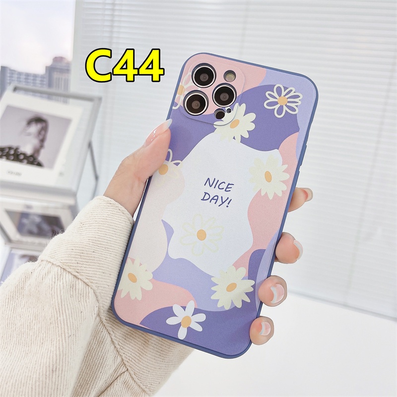 Fashion Contrasting Flowers Silicone Case OPPO Reno 5 4 5F 4F A54 A15 A5S A3S A16 A95 A7 A5 A9 A31 A53 2020 A12 A1K A74 A15S A52 A11K A92 A35 A11 A93 A32 A72 A94 A53S F17 PRO A16S A12S A12E A33 Y20 Y12 5 5i C3 C25 C12 A12-#C44