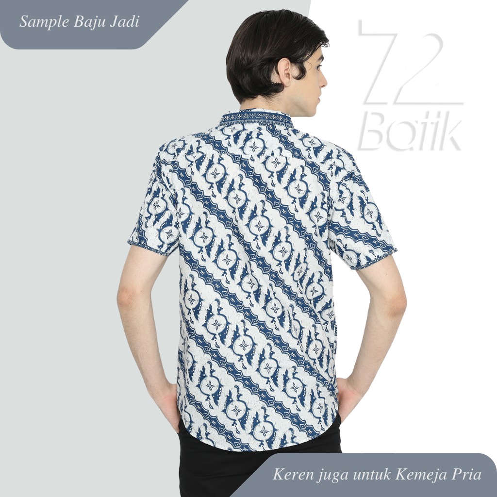 KAIN BATIK PREMIUM Bahan Katun Motif Lereng Warna Putih Biru 727150 Cap 72 Jarik Jarit Samping Kebat Panjang Batik Katun Modern Premium Bahan Seragam Batik Pernikahan Kantor Keluarga Murah Kamen Jadi Batik Bali Lembaran