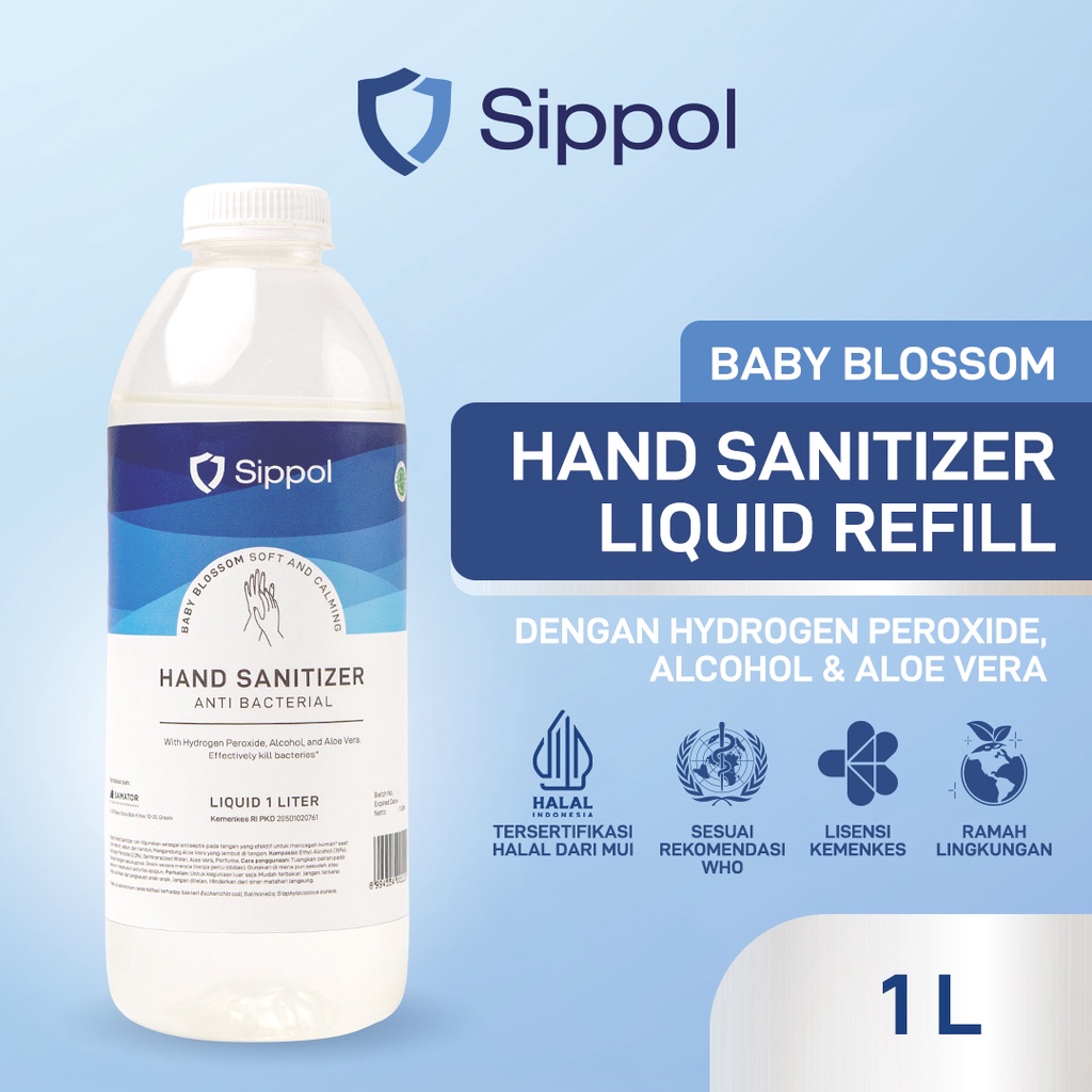 Sippol Hand Sanitizer Liquid Refill 1 Liter ( Baby Blossom )