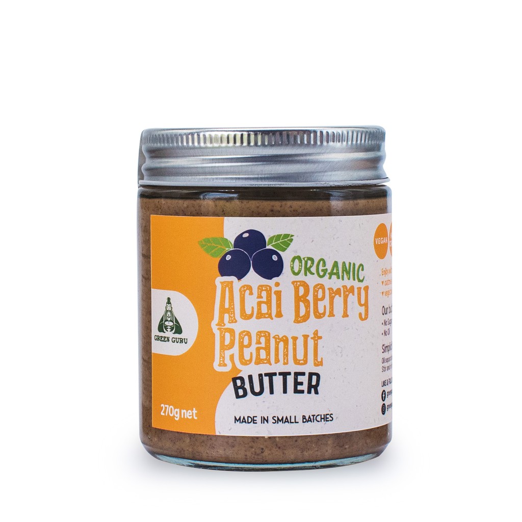 

Roasted Organic Acai Berry Peanut Butter 270Gr (Unsweetened, Gluten Free, Vegan, Keto)