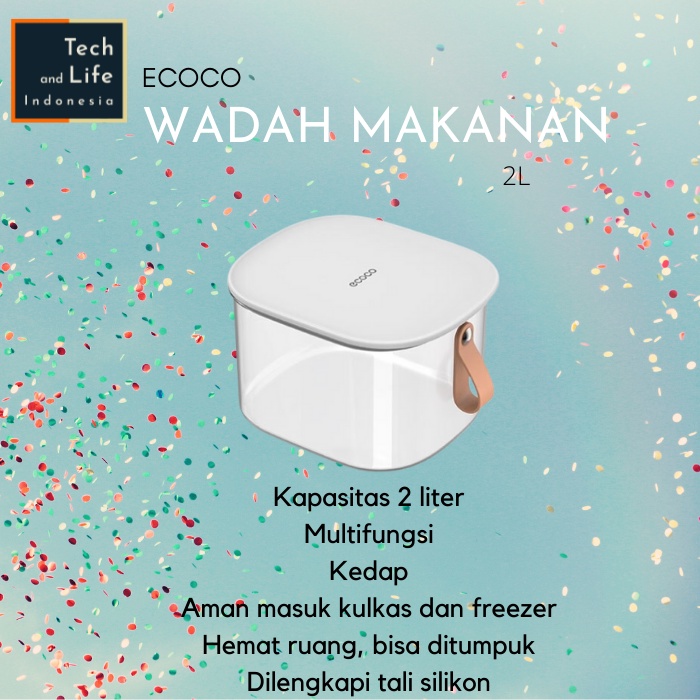 Ecoco Food Container 2L Kotak Makanan Penyimpanan Kulkas Freezer