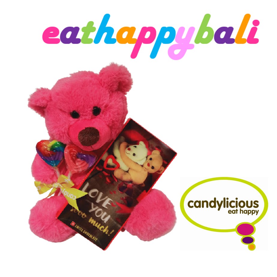 Gift Bundle, Pink bear with chocolate &amp; Lolli KADO ULTAH,  WISUDA ULANG TAHUN BIRTHDAY boneka permen