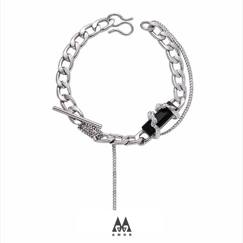 Gelang Obsidian Gaya hip hop Untuk unisex