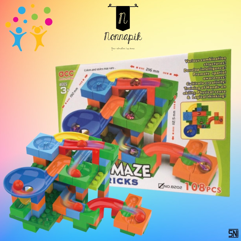 Mainan Edukasi Balap Kelereng TRACK MAZE TOY BRICKS MARBLE RACE RUN