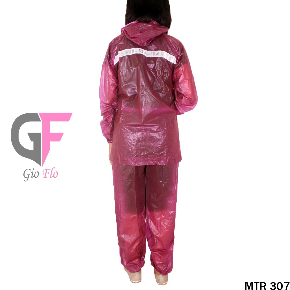 GIOFLO Jas Hujan Pengendara Motor Model Setelan Maroon / MTR 307