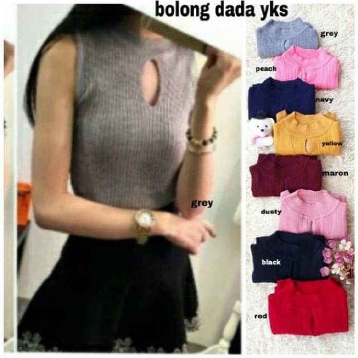 [yukensi bolong dada RO] blouse wanita spandek rajut var color