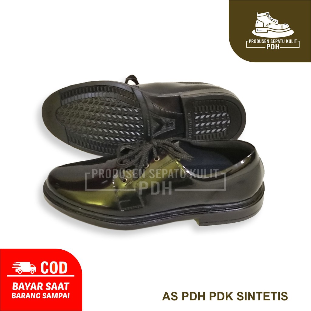 SEPATU PDH PENDEK KILAP TALI SEPATU KERJA KANTOR PRIA TNI POLISI POLRI SATPAM FORMAL MENGKILAP KILAT