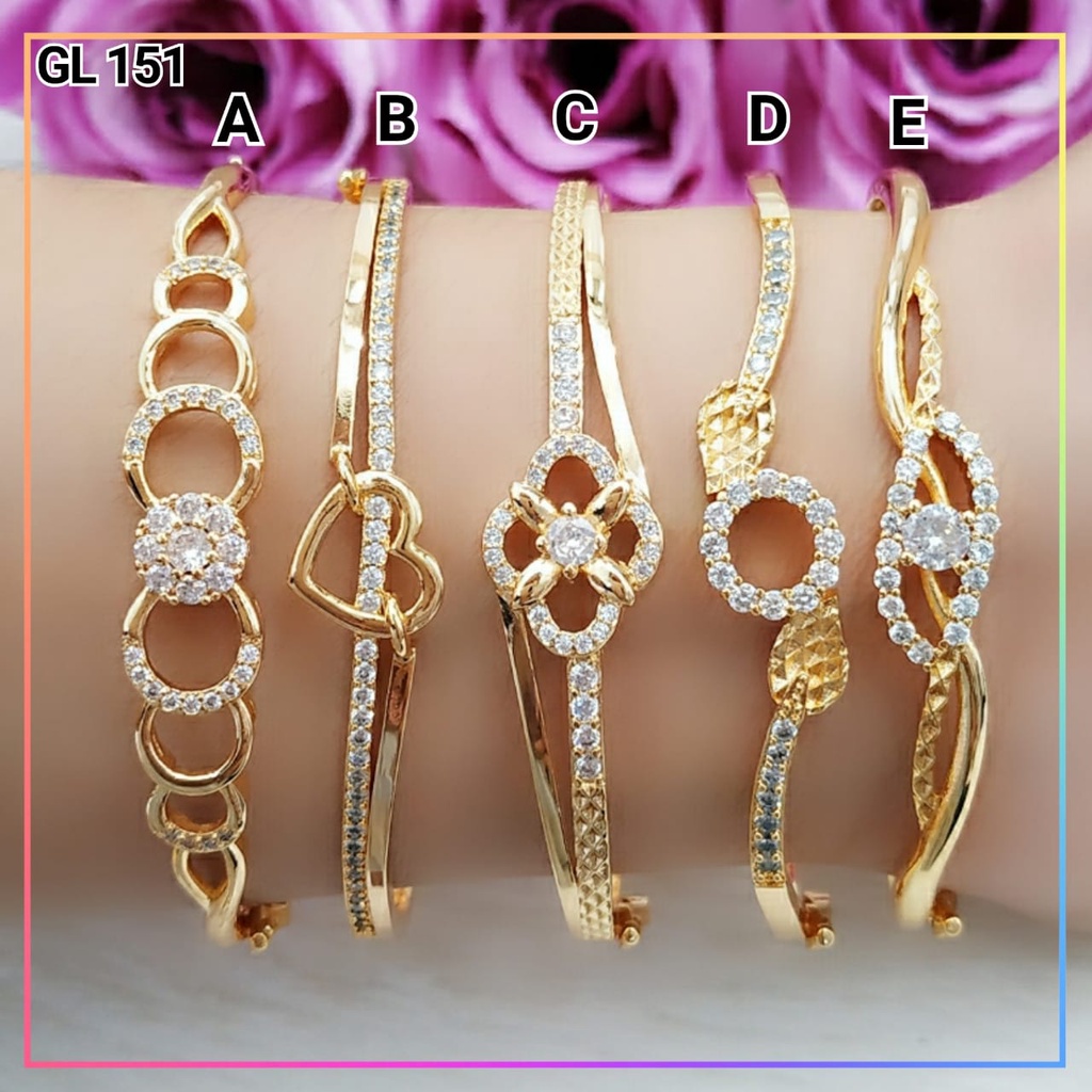 Gelang Xuping gelang dewasa love permata zirkon polos perhiasan lapis emas gold GL 151