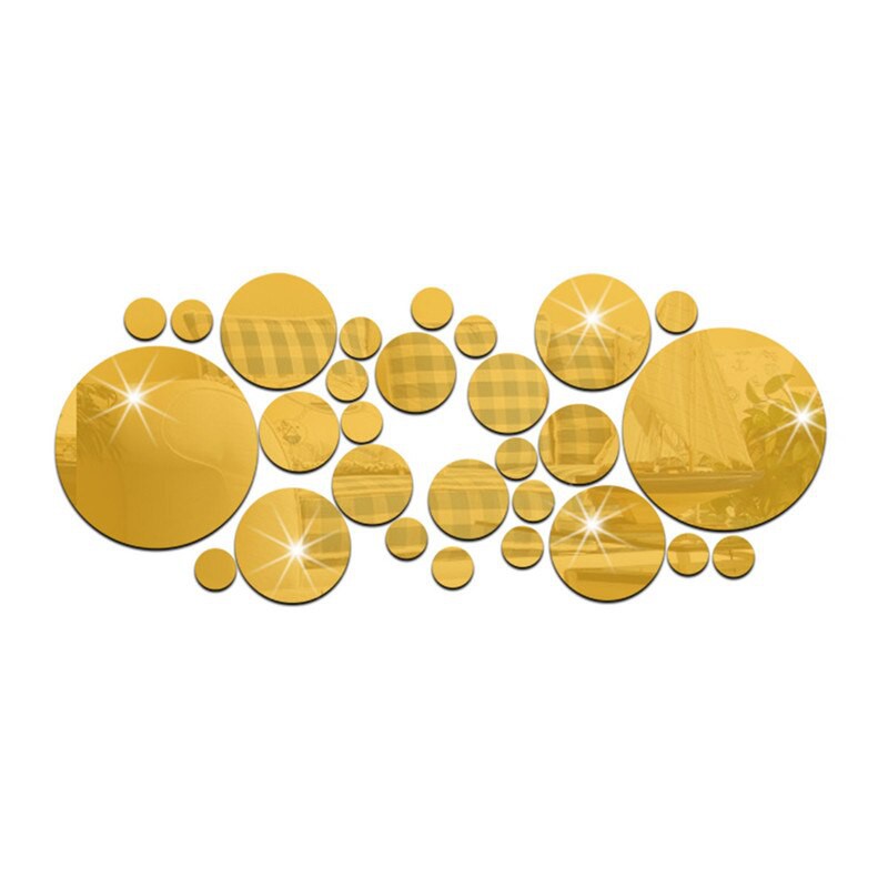 Stiker Dinding Round Mirror Acrylic 30 PCS - SL03 - Silver 7RHX9CSV