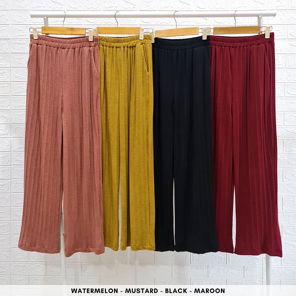 ready 4436 tuesday knit pants culottes polos bahan rib knit premium bigsize