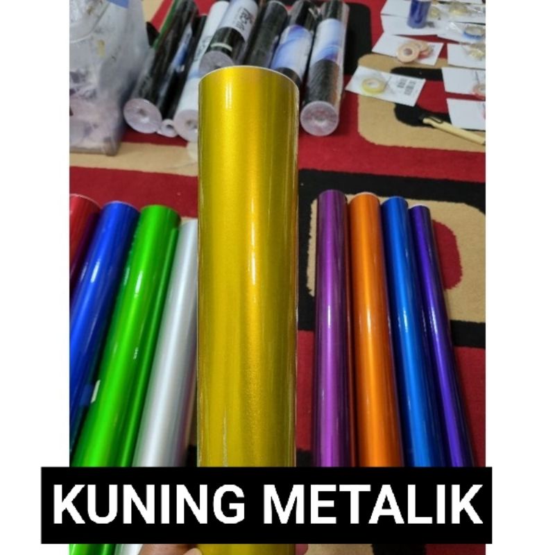 STICKER KUNING METALIK KUNING CANDY STICKER KUNING METALIK CANDY GLOSSY SCOTLET KUNING CANDY METALIK