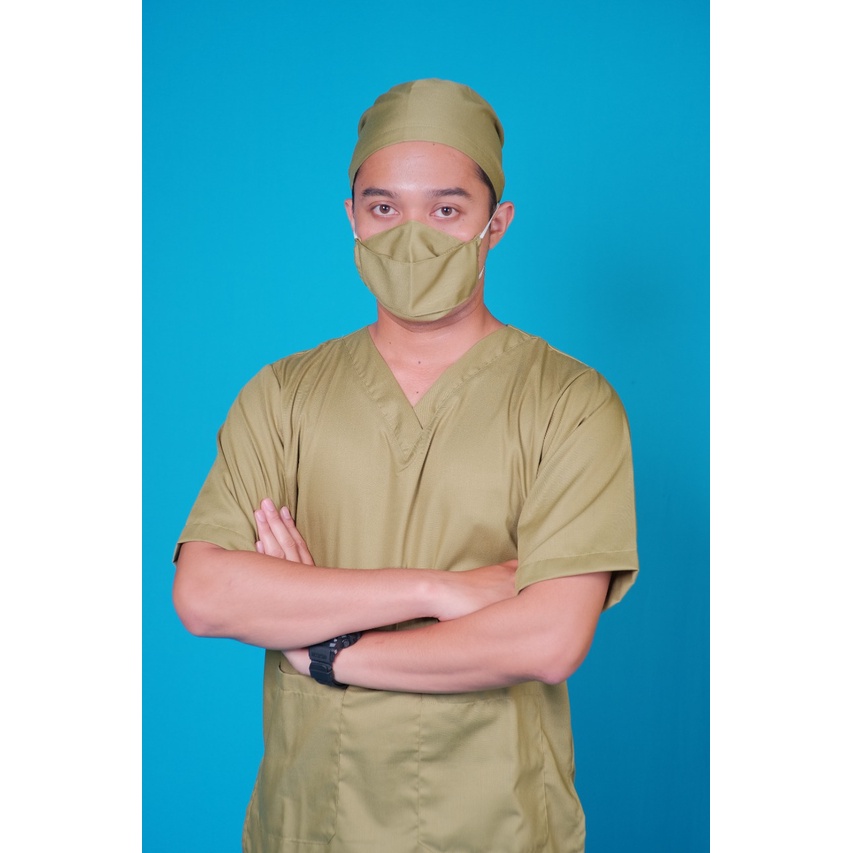 Baju Ok Oka Pendek American Drill | APD Medical Scrub Dokter Perawat Petugas Medis