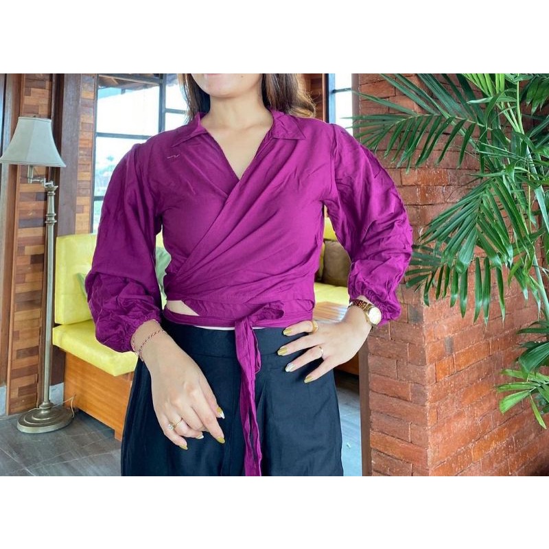 Atasan wanita / Raisa Wrap top kerah