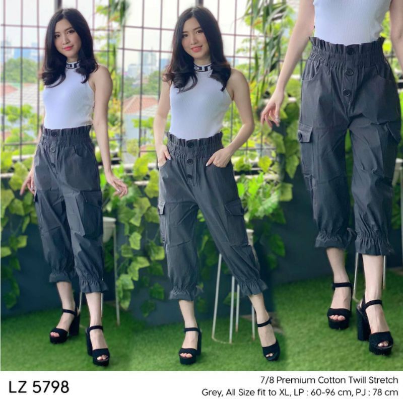 Dz gallery /Celana cargo 7/8 pants wanita / Celana korea stlye premium catton twill stretch