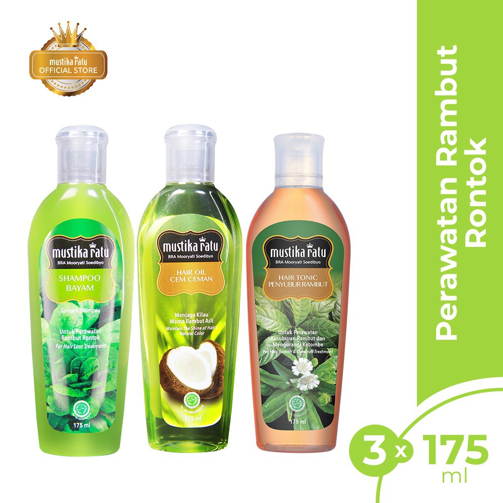 Paket Anti Kerontokan MUSTIKA RATU 3pcs (Shampoo+Cemceman+Tonic)