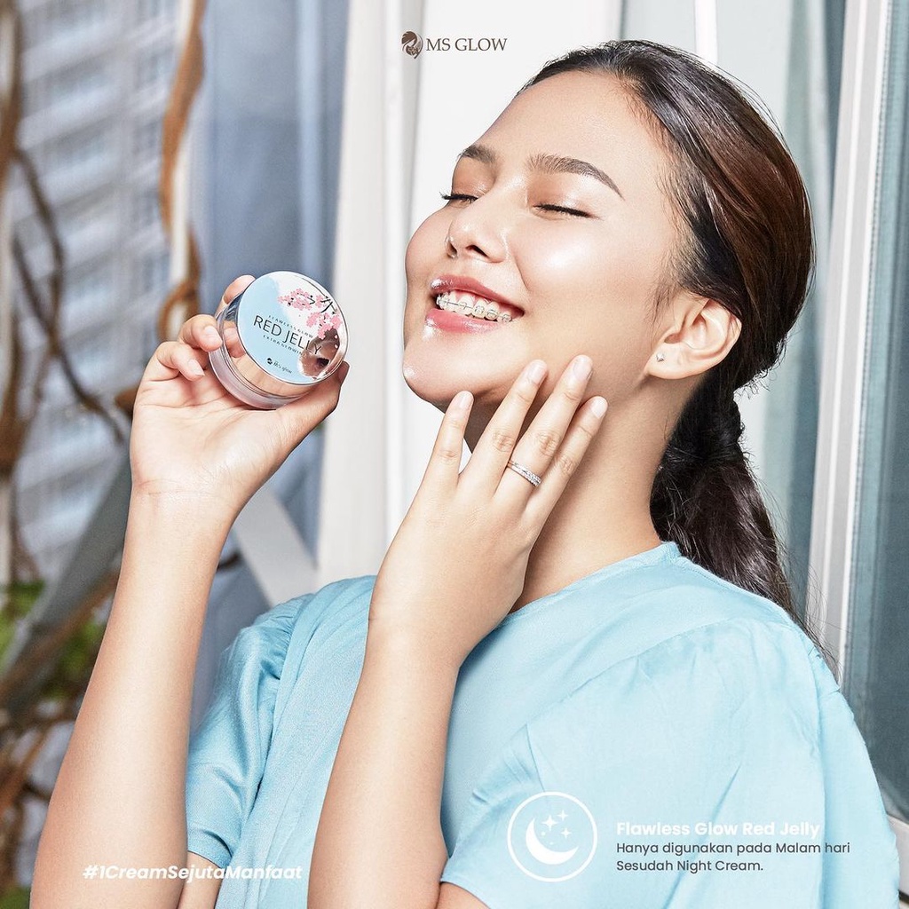 MS Glow Flawless Red Jelly Original Pelembab Kulit Mencerahkan Wajah Menyamarkan Bekas Jerawat Kemasan Terbaru-1