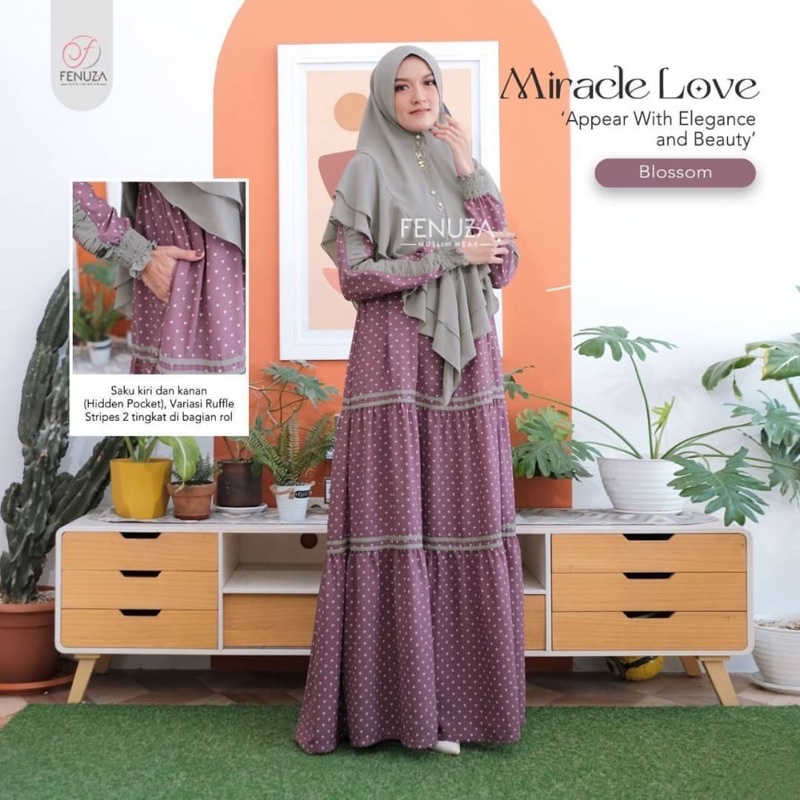 Gamis Miracle by fenuza | Dress miracle love | Dress love | dress motif kekinian | dress terbaru |