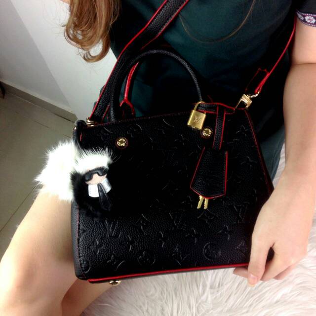 Ready Stock New Arrival LOUIS VUITTON Montaigne Empreinte in Marine Rouge Leather BB Bag SS18