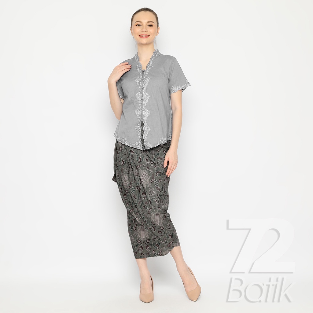 BATIK COUPLE MODERN Kemeja Rok Lilit Instan Batik Pria Lengan Panjang Premium Motif Pintu Aceh Abu Grey 721076 CAP 72