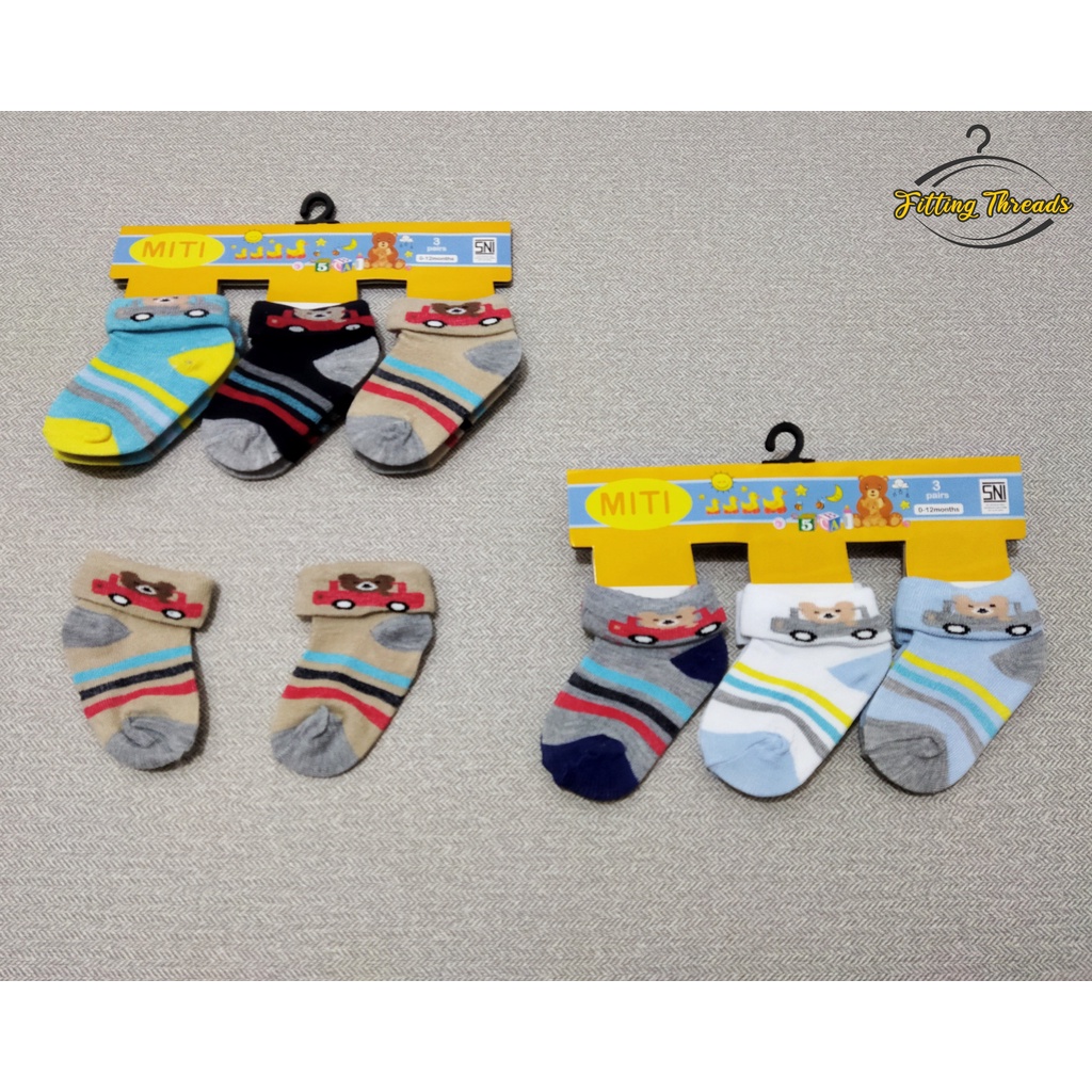 3 Pasang Kaos Kaki Bayi Cowok Cewek Stick Balik Newborn /  Kaos Kaki Bayi Laki Laki Dan Perempuan Lipat Stik Balik