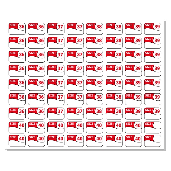 Label Stiker Nomer (Size) Untuk Sepatu/Sandal (25lembar)