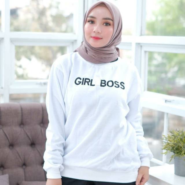 GIRL BOSS SWEATER WANITA - CREWNECK TEBAL TERLARIS