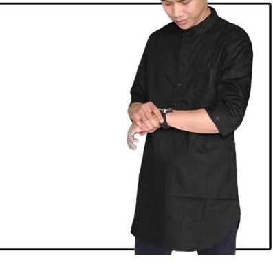 FTP Baju Muslim Pria Tanah Abang Online Modern Tangan Lengan Panjang Slimfit Navy Zyan Biru Dongker